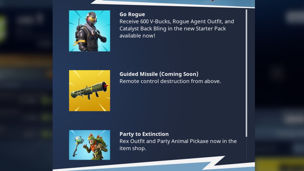 fortnite updates rex outfit guided missile