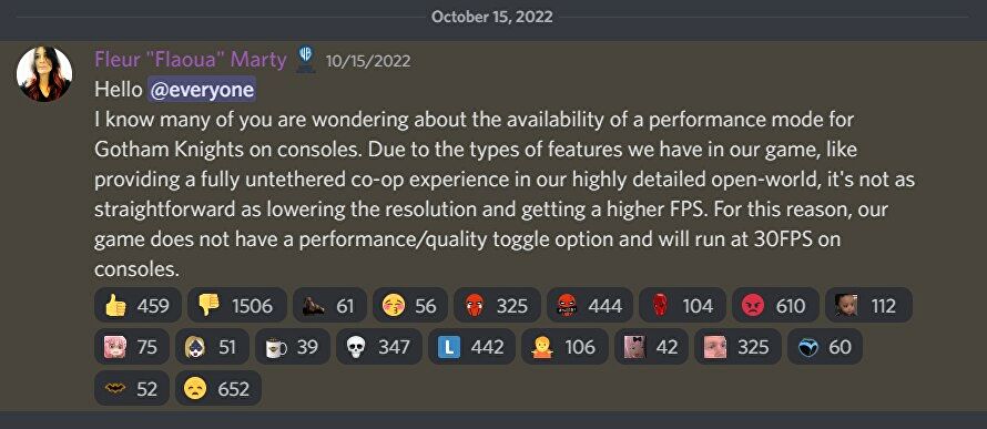 gotham knights no performance mode fleur marty flaoua