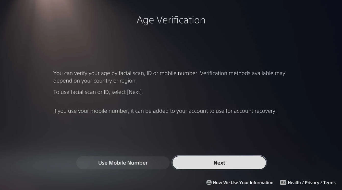playstation age verification 3
