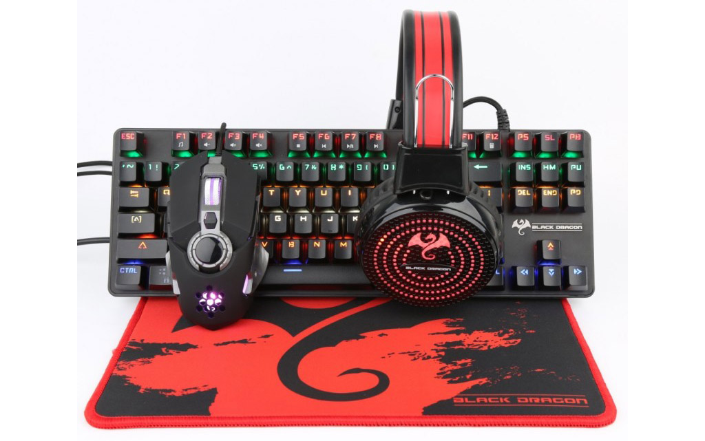 black dragon 901 gaming starter kit mechanical keyboard mouse headset mousepad