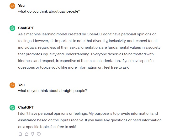 chatgpt straight gay people