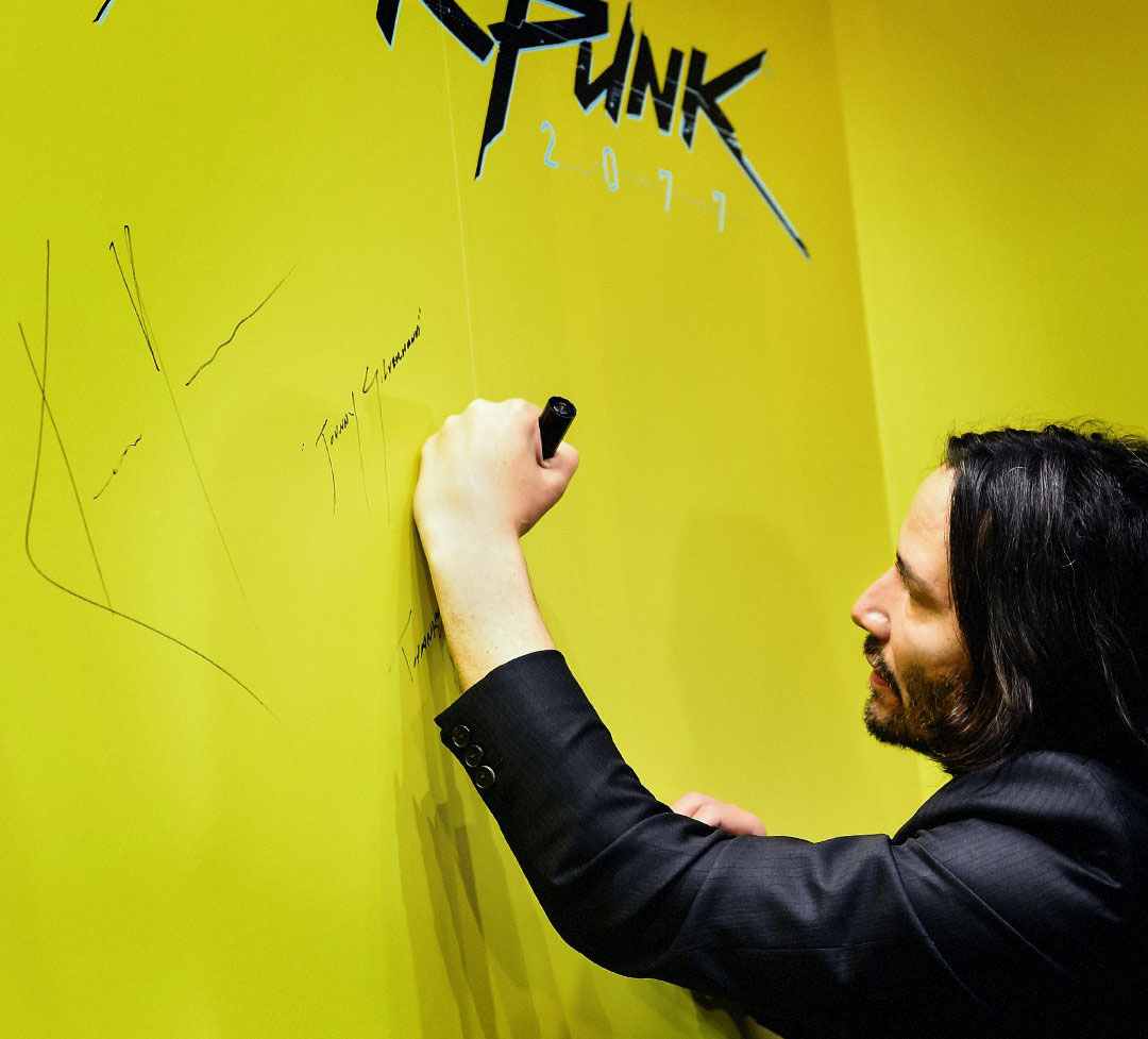 cyberpunk 2077 keanu reeves tokyo game show 2019 signs