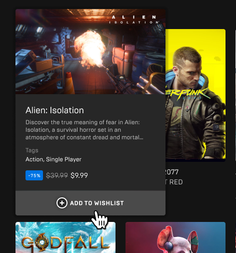epic games store hover cards