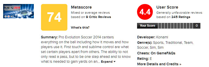 pes 14 metacritic