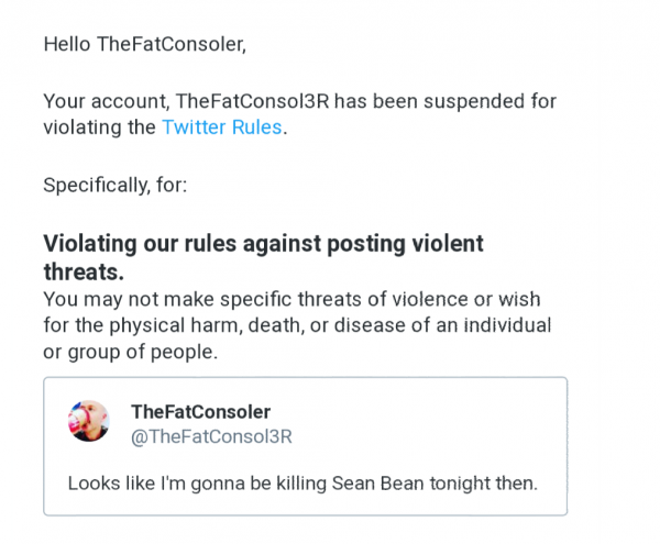 sean bean ban twitter