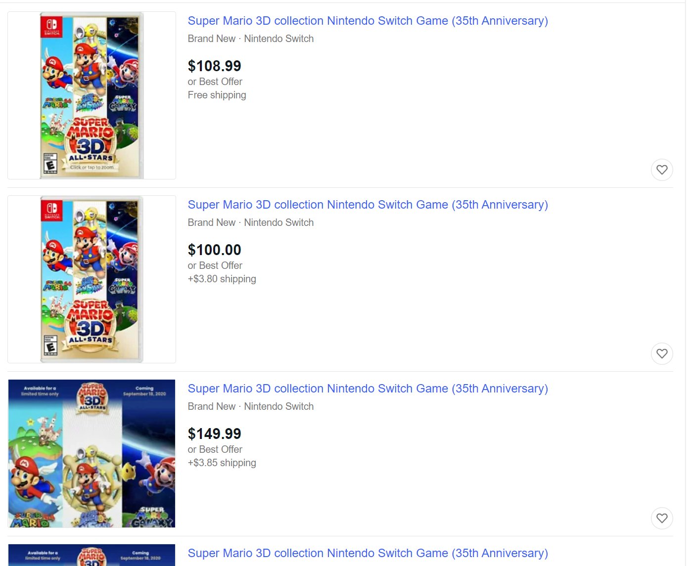 super mario 3d all stars ebay
