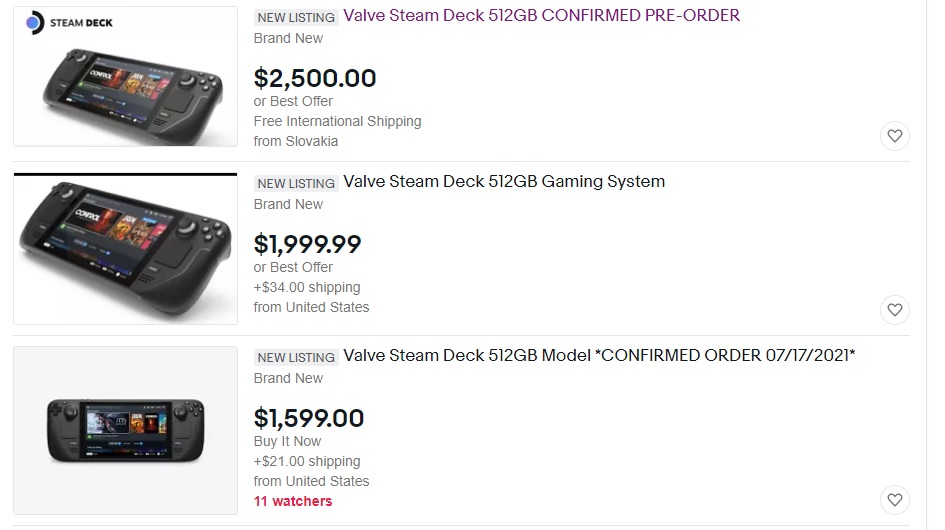 steam deck ebay sales