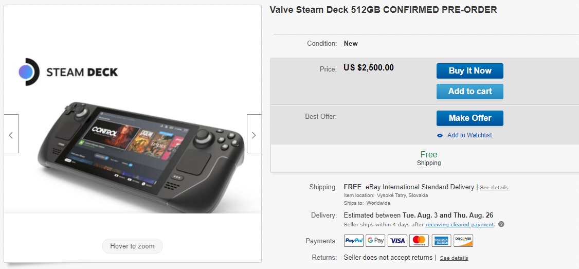 steam deck ebay sales