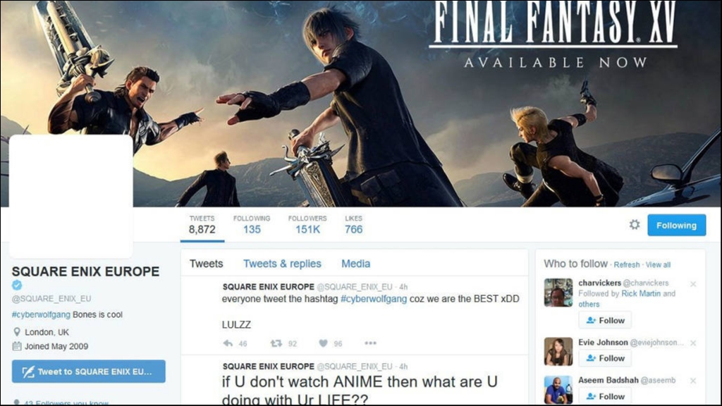 Hack στο Twitter της Square Enix