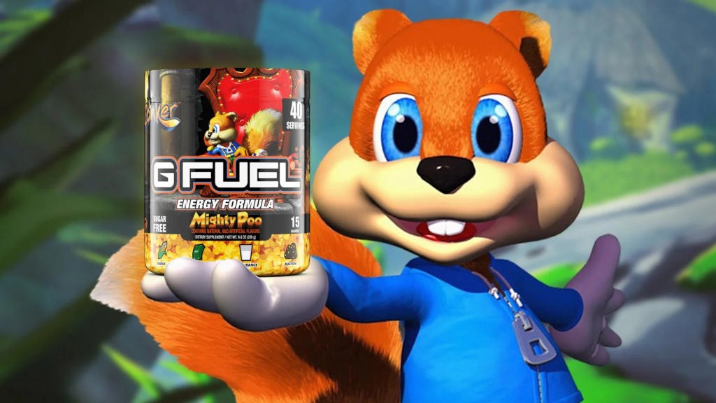 GFuel "Mighty Poo" energy drink με τον Conker