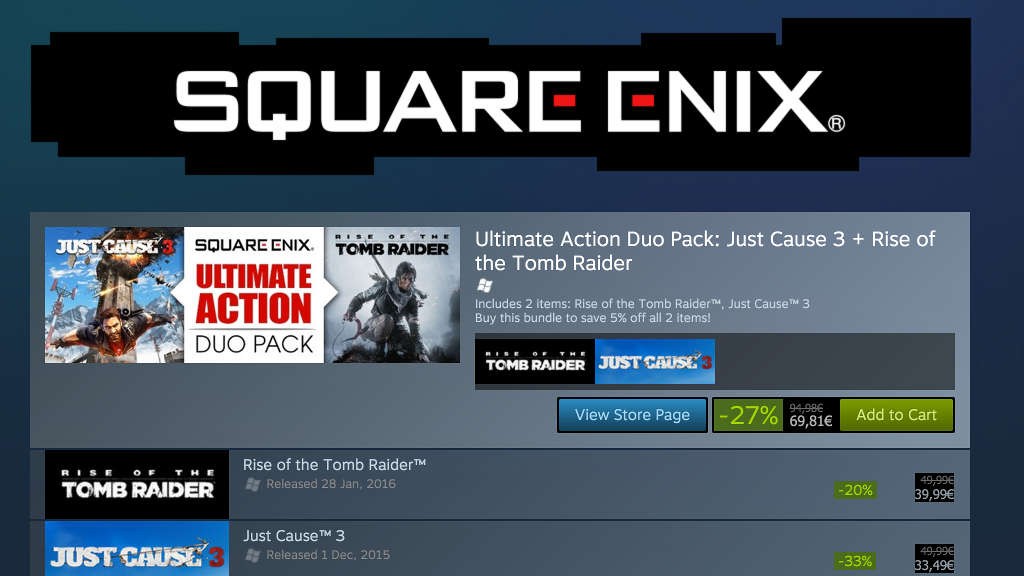Steam Square Enix Weekend Sale