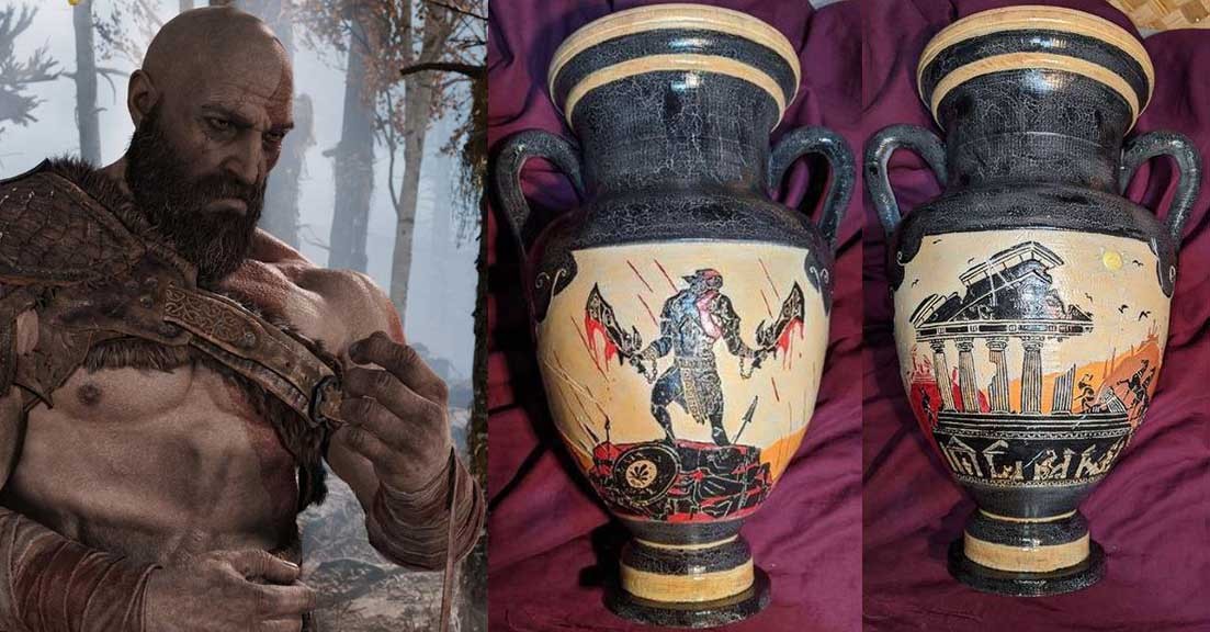 Fan του God of War έφτιαξε αρχαιοελληνικούς αμφορείς με τον Kratos