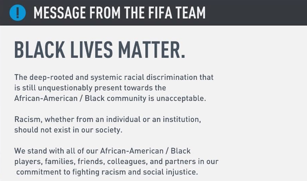 Η EA πρόσθεσε οθόνη Black Lives Matter στα FIFA 20 και Apex Legends