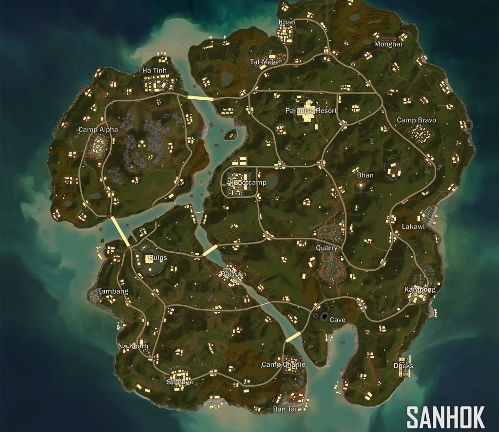 PlayerUnknown's Battlegrounds: Sanhok map PlayerUnknown's Battlegrounds: Sanhok map