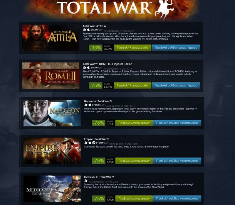 Η σειρά Total War δωρεάν στο Steam