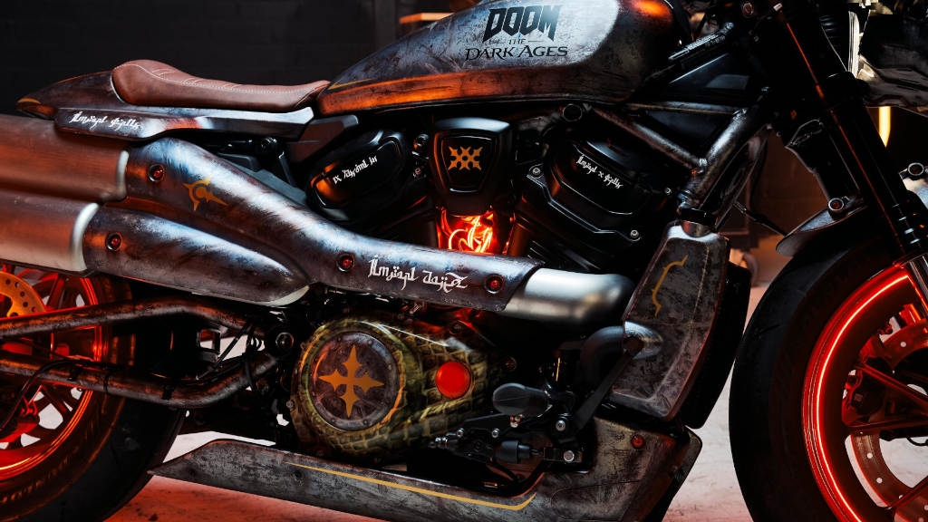 Custom μηχανή Harley Davidson με θέμα το Doom: The Dark Ages Custom μηχανή Harley Davidson με θέμα το Doom: The Dark Ages