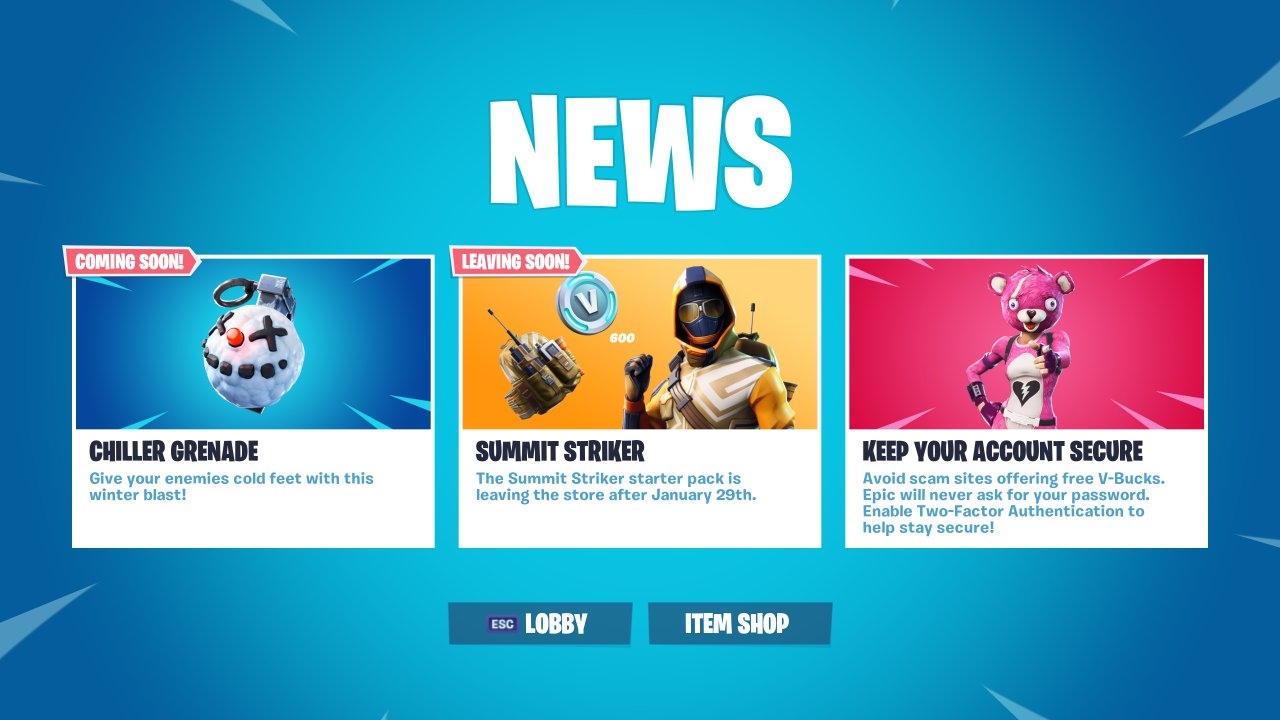 Fortnite 7.30: Δείτε τα περιεχόμενα των loot boxes και Chiller Grenade