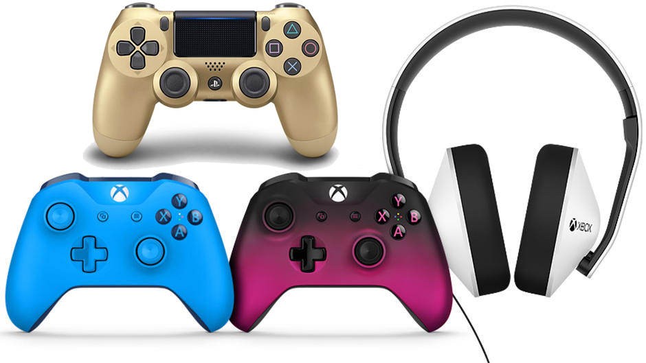 Χρυσό DualShock 4 και Gradient Xbox One controllers