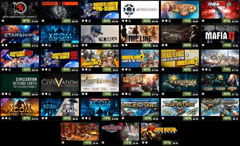 2K Steam Sales