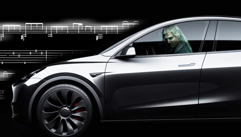 Τα αυτοκίνητα Tesla παίζουν το τραγούδι Toss a coin to your Witcher στα εξωτερικά ηχεία τους Τα αυτοκίνητα Tesla παίζουν το τραγούδι Toss a coin to your Witcher στα εξωτερικά ηχεία τους